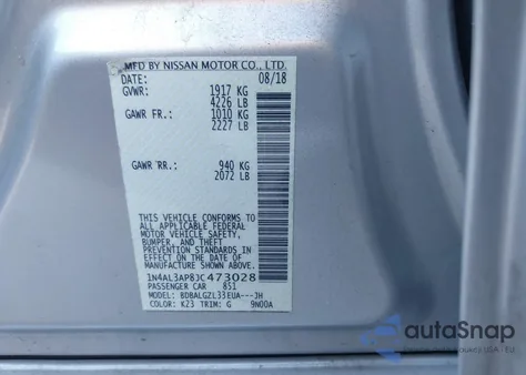 2018 Nissan Altima 2.5 S из США, поврежденный, VIN 1N4AL3AP8JC473028